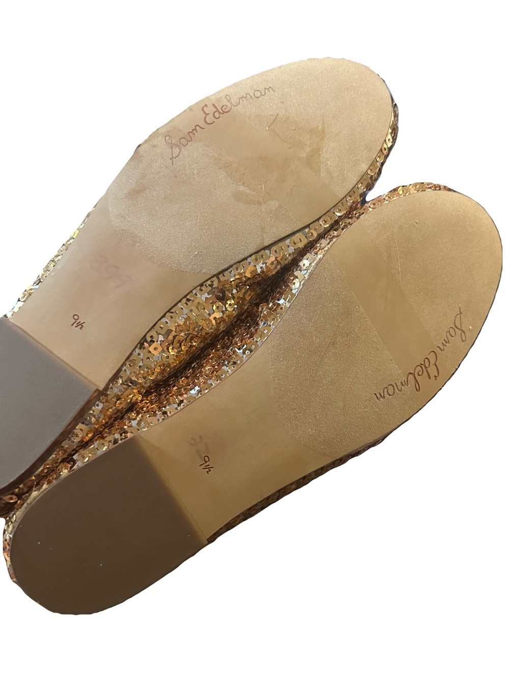NWOT Sam Edelman Felicia Luxe Glitter Sequin Ballet Flats Bow Gold Metallic 9.5 - Picture 8 of 8